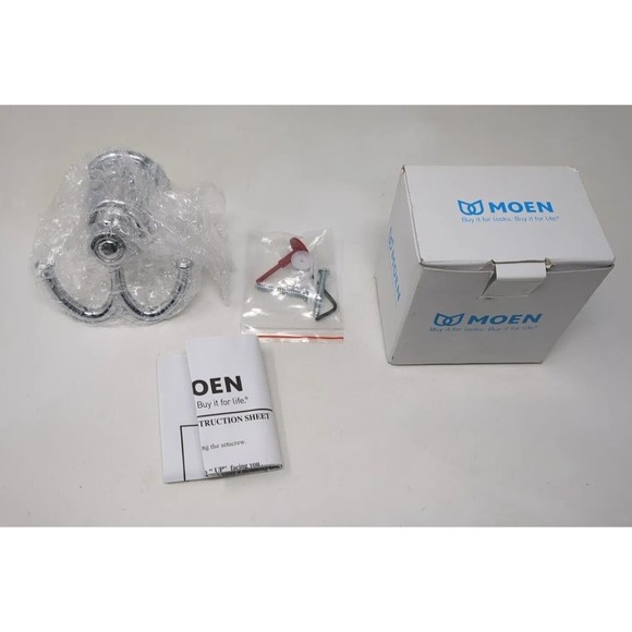 Moen YB5403CH Kingsley Double Robe Hook Chrome New Open Box - Picture 2 of 5